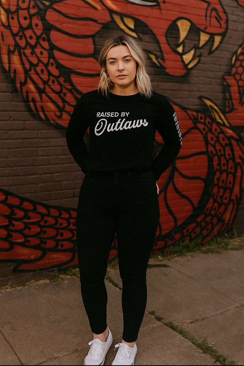 Raised by Outlaws Long Sleeve T Shirt by Highway Division Motorcycle Outlaw Music