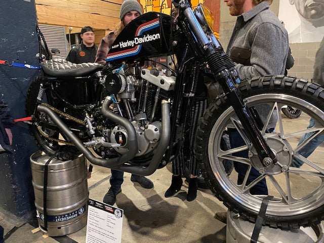 Harley Davidson Ironhead Chopper Garage Brewed Motorcycle show Rhineeist Highway DIvision