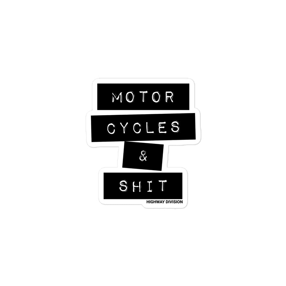 Motorcycles and Shit Decal Highway Division HWY DIV Harley Davidson