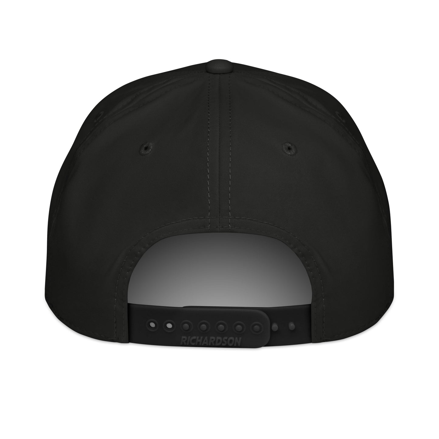 Black 'Motorcycles and Shit' trucker hat by Highway Division, styled with biker streetwear, worn by a rider standing next to a custom Harley-Davidson motorcycle.