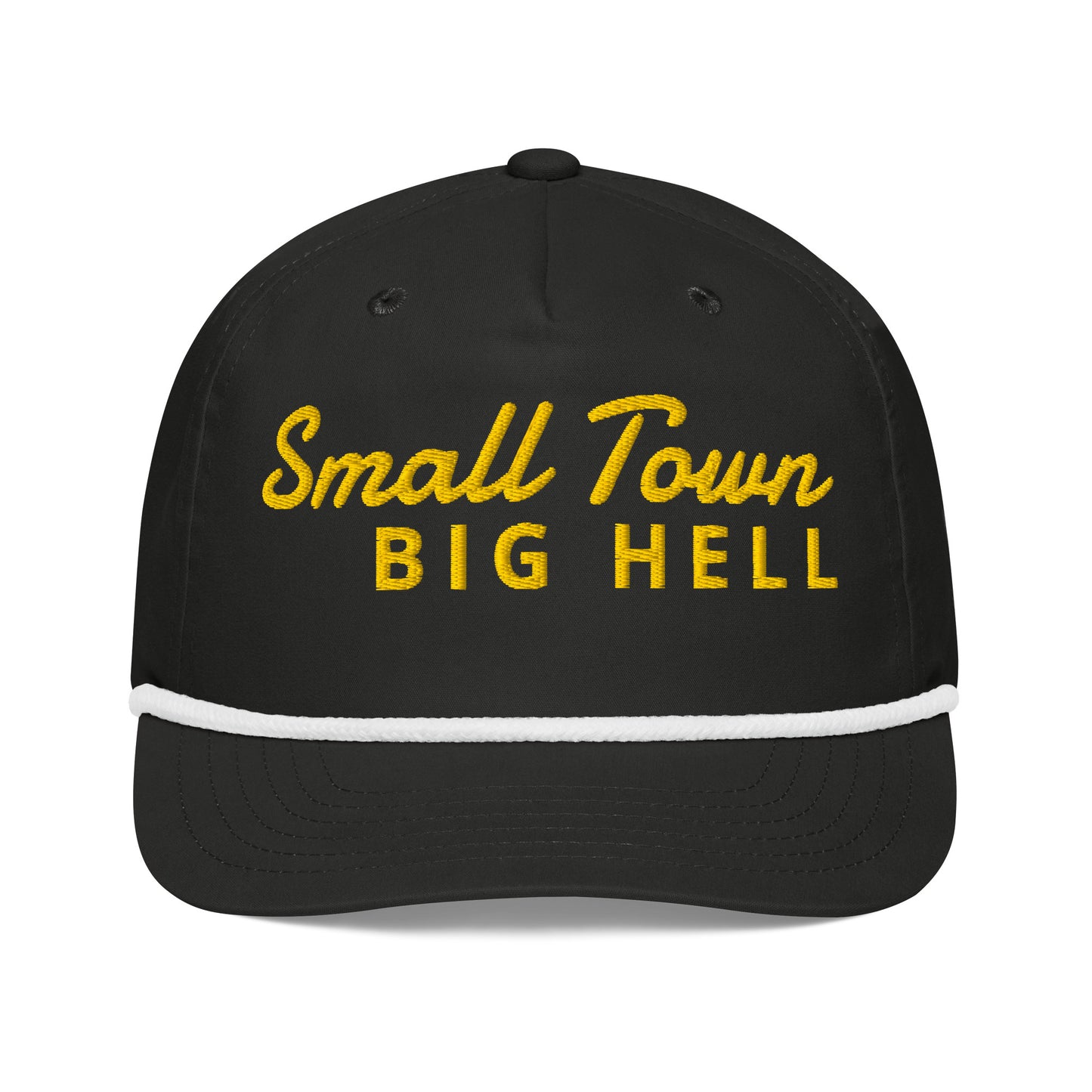 The "Small Town Big Hell" hat by Highway Division is a striking accessory that combines bold design with a touch of attitude. Crafted from high-quality materials, this black hat features a distinctive graphic that captures the essence of small-town life juxtaposed with a rebellious spirit. Its adjustable fit ensures comfort for all wearers, making it a perfect addition to any casual outfit or a statement piece for those who embrace individuality.