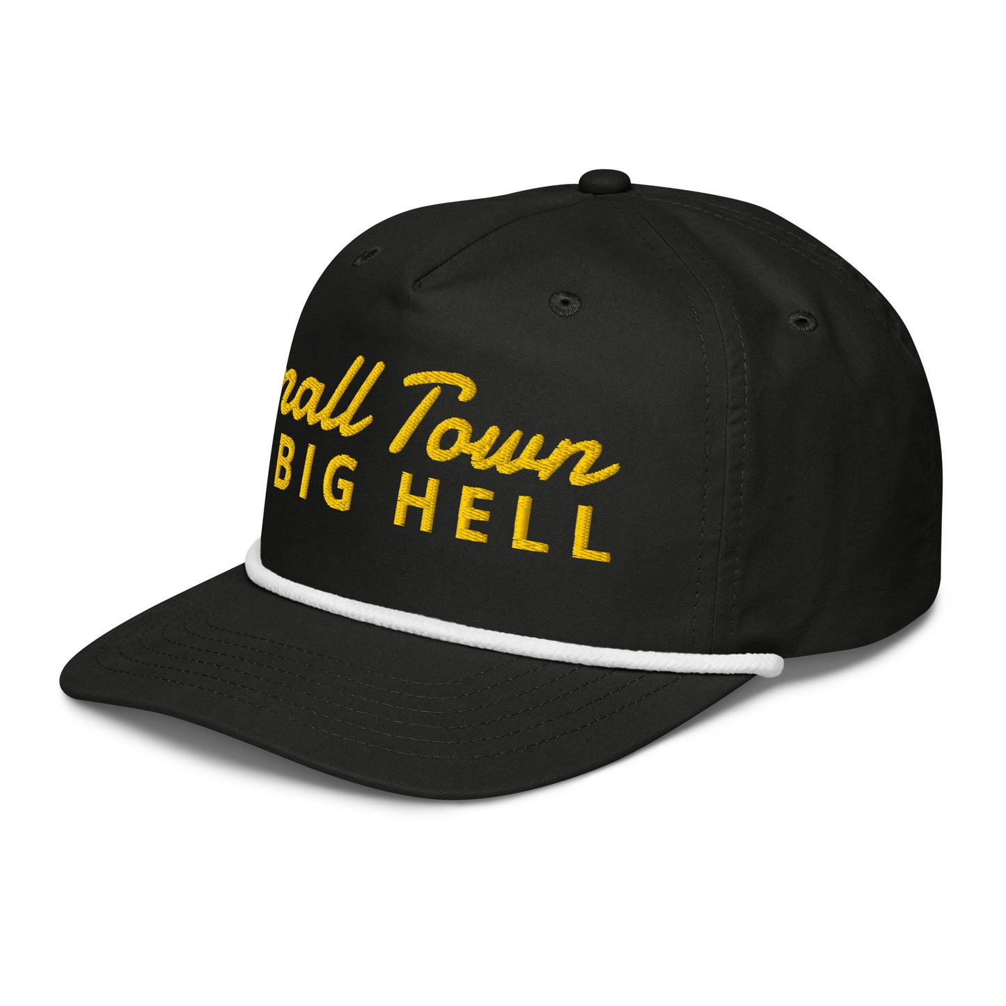 The "Small Town Big Hell" hat by Highway Division is a striking accessory that combines bold design with a touch of attitude. Crafted from high-quality materials, this black hat features a distinctive graphic that captures the essence of small-town life juxtaposed with a rebellious spirit. Its adjustable fit ensures comfort for all wearers, making it a perfect addition to any casual outfit or a statement piece for those who embrace individuality.