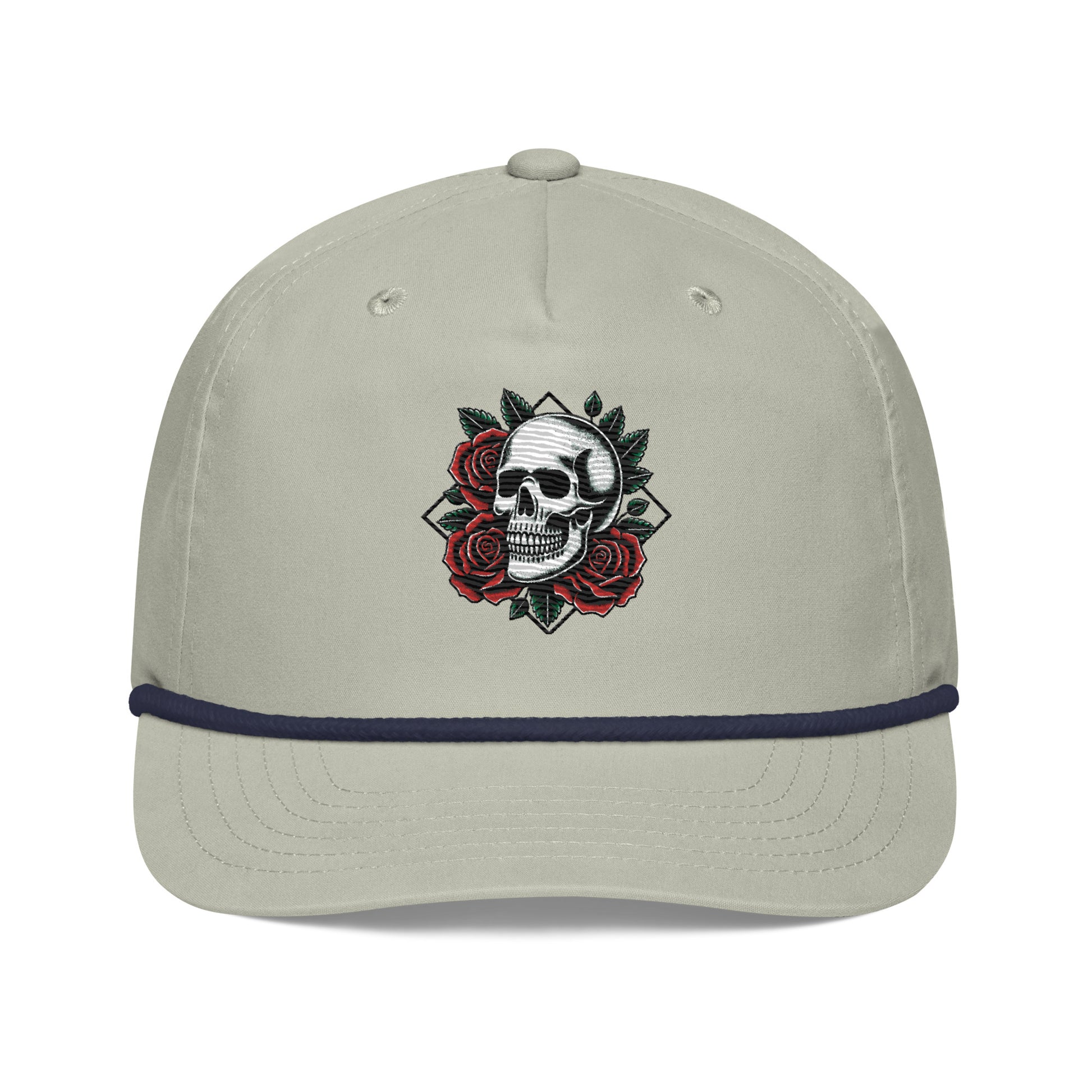 The Highway Division skull and roses hat combines edgy aesthetics with a touch of elegance, featuring a striking skull design intertwined with delicate roses.