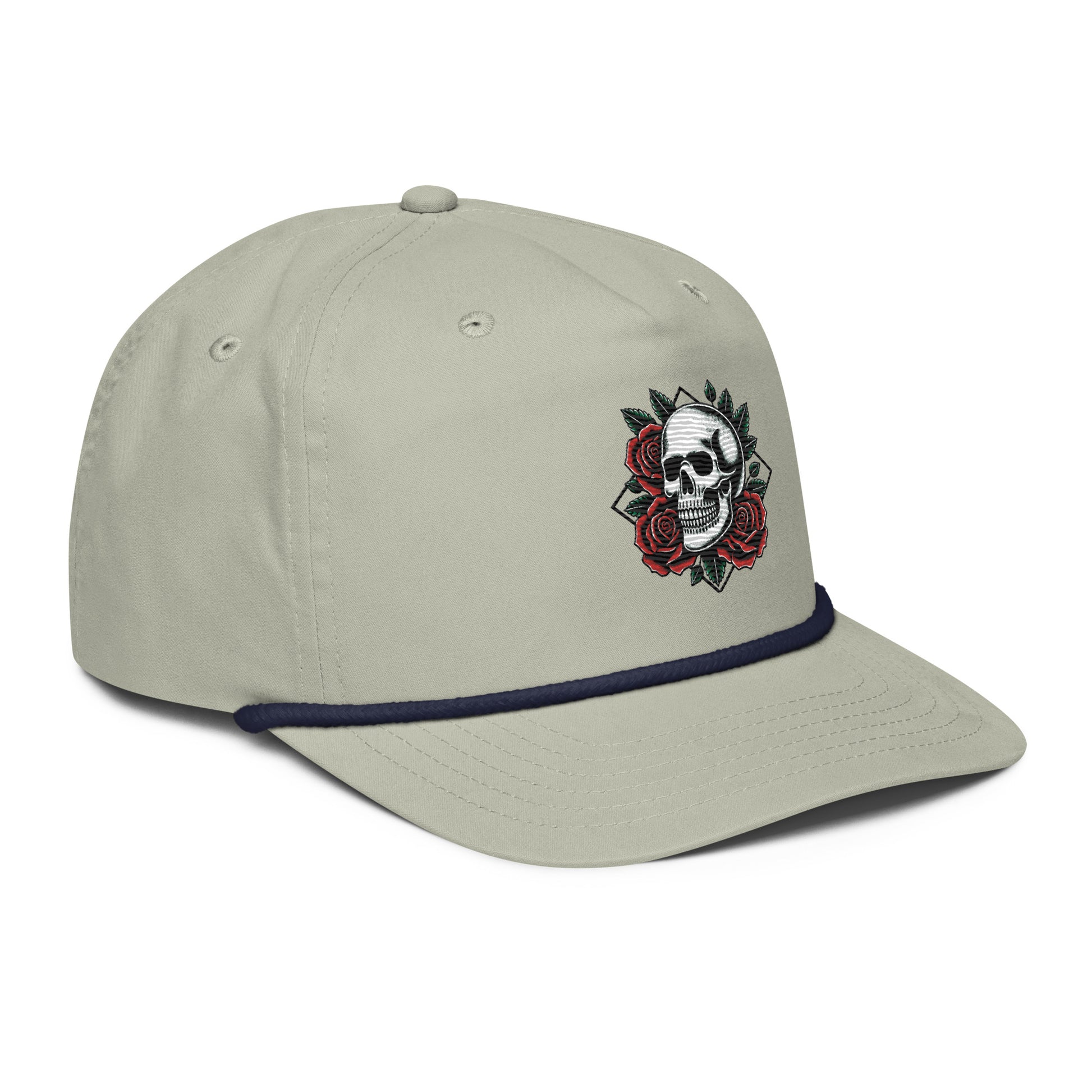 The Highway Division skull and roses hat combines edgy aesthetics with a touch of elegance, featuring a striking skull design intertwined with delicate roses.