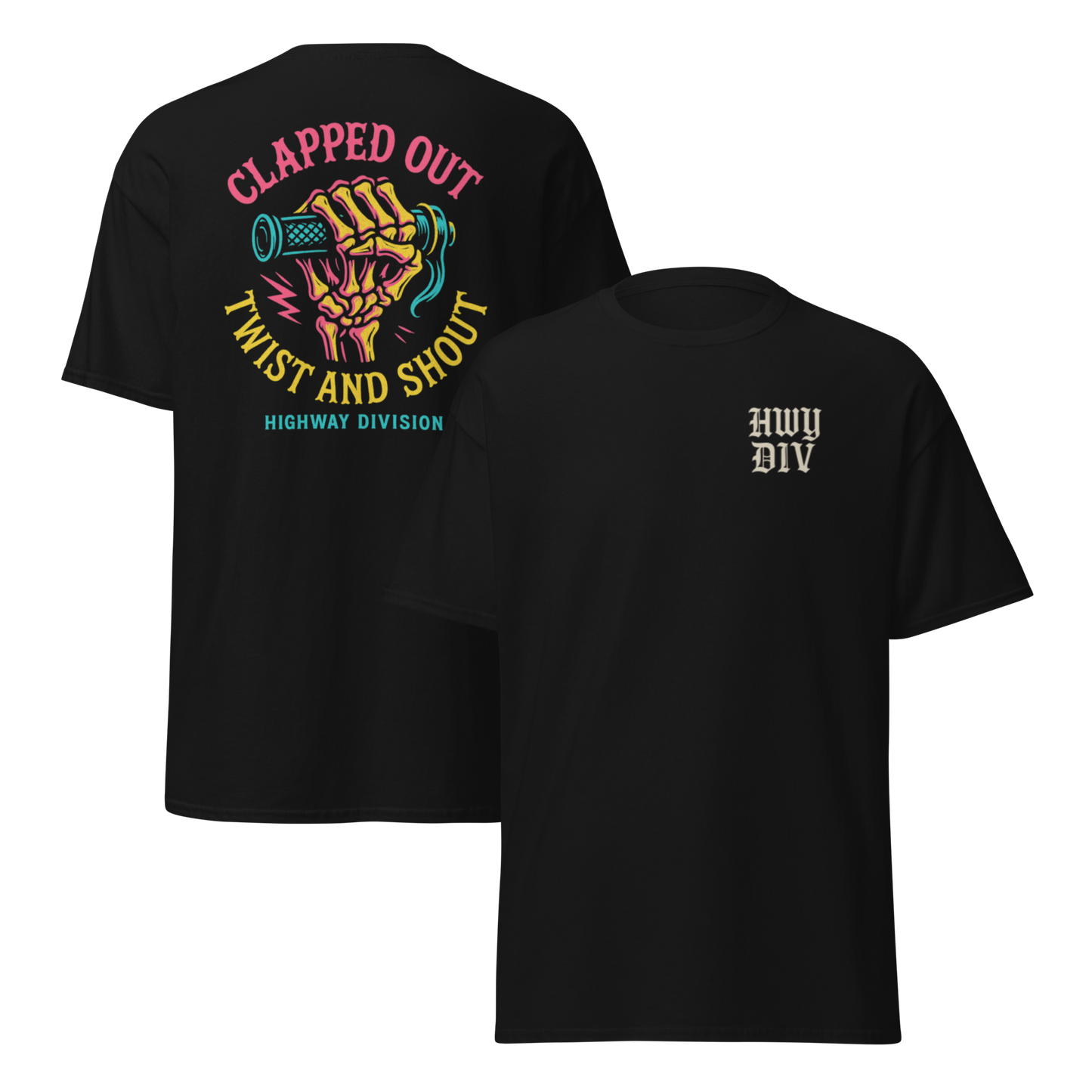 This isn’t just a T-shirt—it’s a badge of honor. The "Clapped Out Twist and Shout" tee from Highway Division salutes the gritty, grease-stained soul of Harley-Davidson motorcycle culture. Whether your bike rattles more than it roars or your pipes scream louder than your last mistake, this shirt tells the truth: it ain’t about showroom polish—it’s about the miles, the scars, and the stories.

Featuring a bold distressed graphic that nods to vintage garage signage, this shirt is built for those who know the f